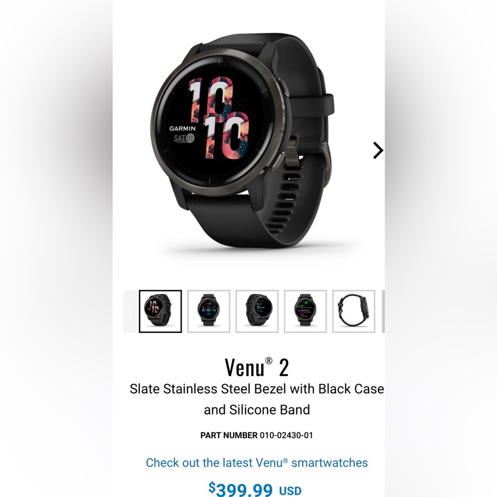 Garmin Venu 2, light new. Black does not include original packaging.